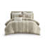 Édredon 3 pièces en coton taupe double / grand - aspect rayé, rembourrage 100%, détails décoratifs, visible, fascinant,