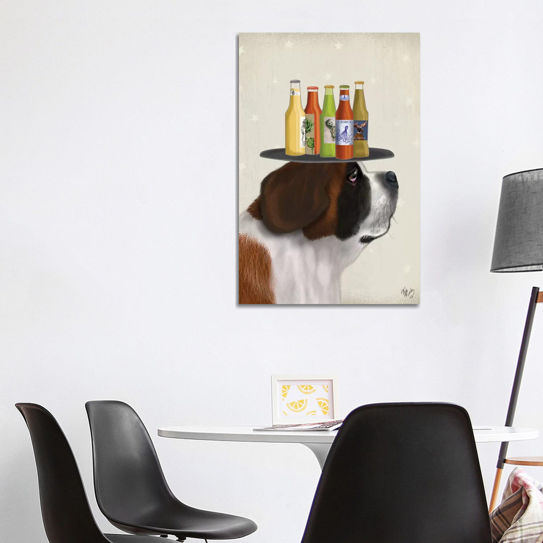 St Bernard Beer Lover by Fab Funky - Wrapped Canvas Gallery-Wrapped Canvas Giclée