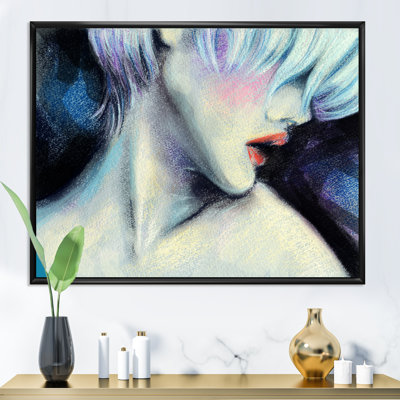 Blue Blue Modern Portrait - Glam, reproduction d'art sur toile