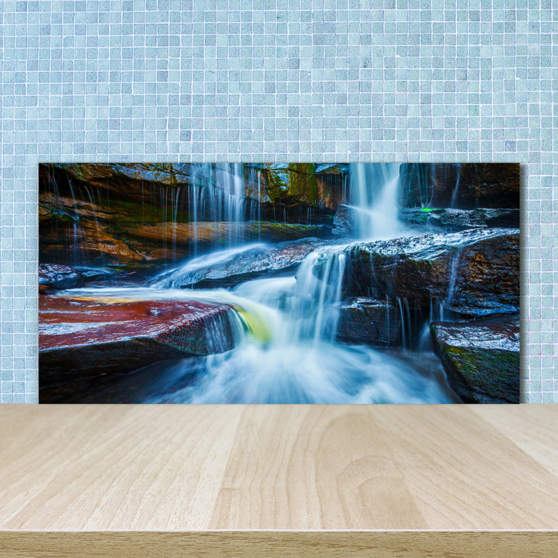 Tropical Waterfall 50cm x 100cm Glass Panel