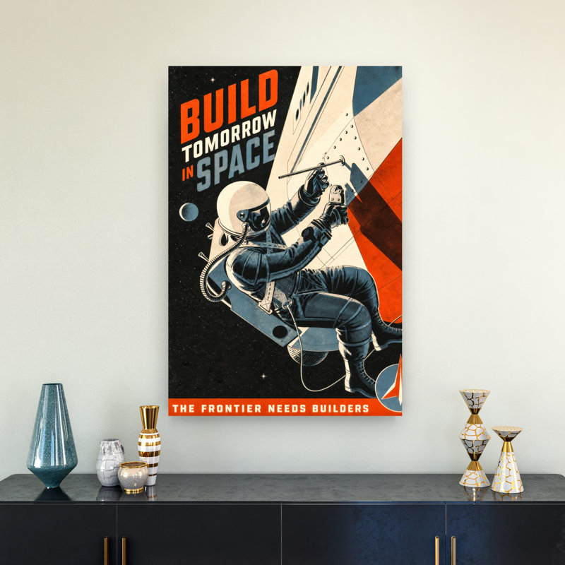«Retro Space Builder», reproduction d'art rétro rétro, H 36 po x l 24 po