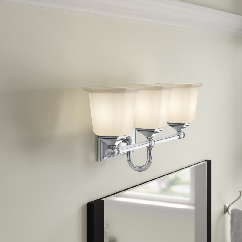 Nicholas 3-Light Polished Chrome Vanity Light, Polished Chrome, Off White