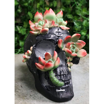 Figurine DOD, fleur de vigne, crâne en sucre, crâne noir, Halloween