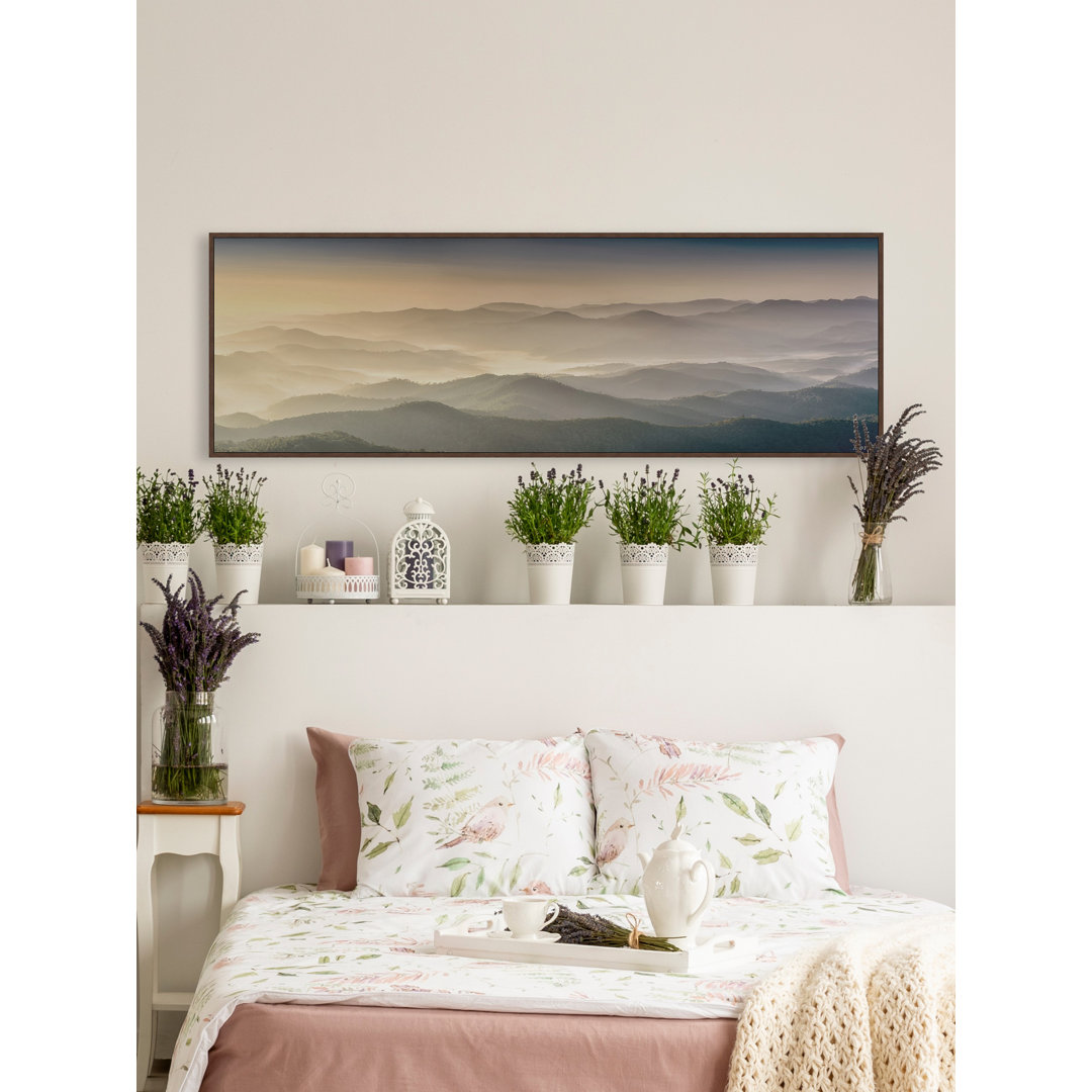 Foggy Peaks by Marmont Hill - Floater Frame Painting on Canvas