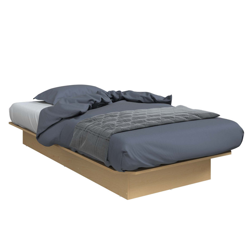 Lit plateforme Suad - Assemblage facile, aucun sommier requis, Lit simple, Beige