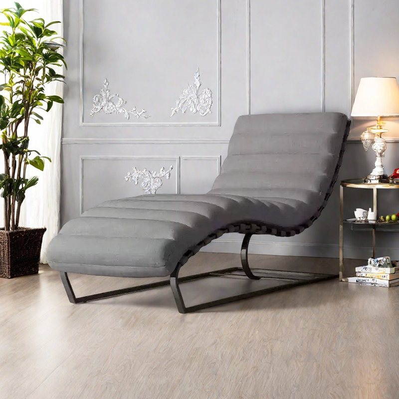 Chaise longue d'intérieur en coton Modern, Gris, Noir, noir, noir, noir