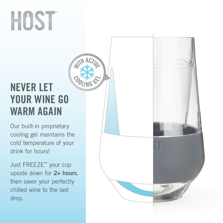 Host Plastic Double Wall Insulated Wine Freeze Cup Set - Wine Glass, 8.5 oz  Grey 