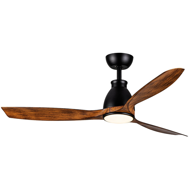 Ventilateur de plafond à DEL 3 pales 51,96 po avec télécommande et ensemble d'éclairage inclus, Noir / brun, Noir