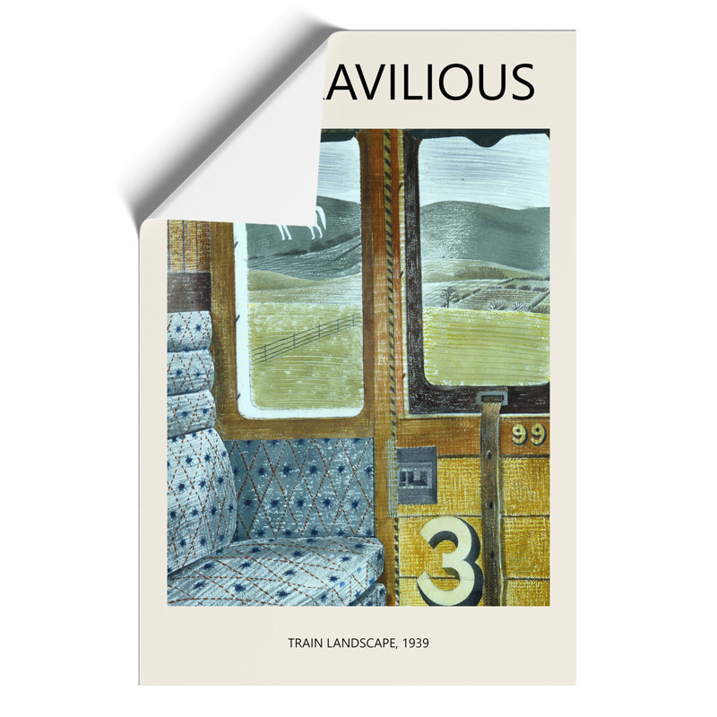 Train Landscape Print by Eric Ravilious - Frameless Print, 30cm H x 21cm Wx 0.1cm D