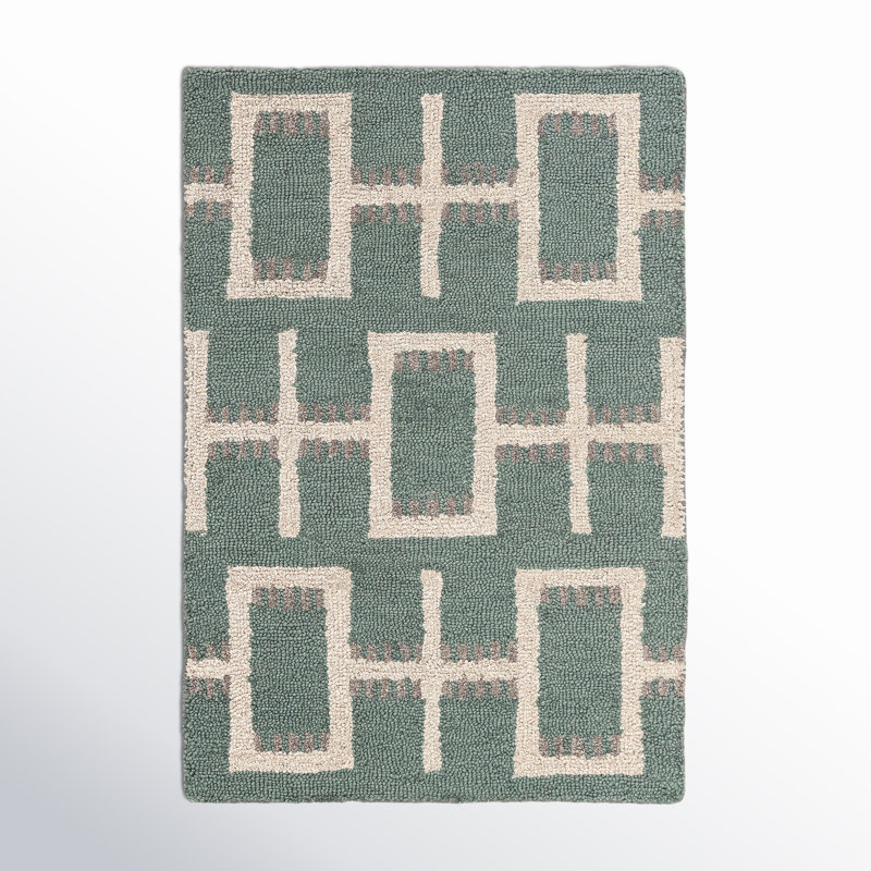 Elsey Hand Tufted Wool Geometric Indoor Rug, Rectangle 3' x 5'