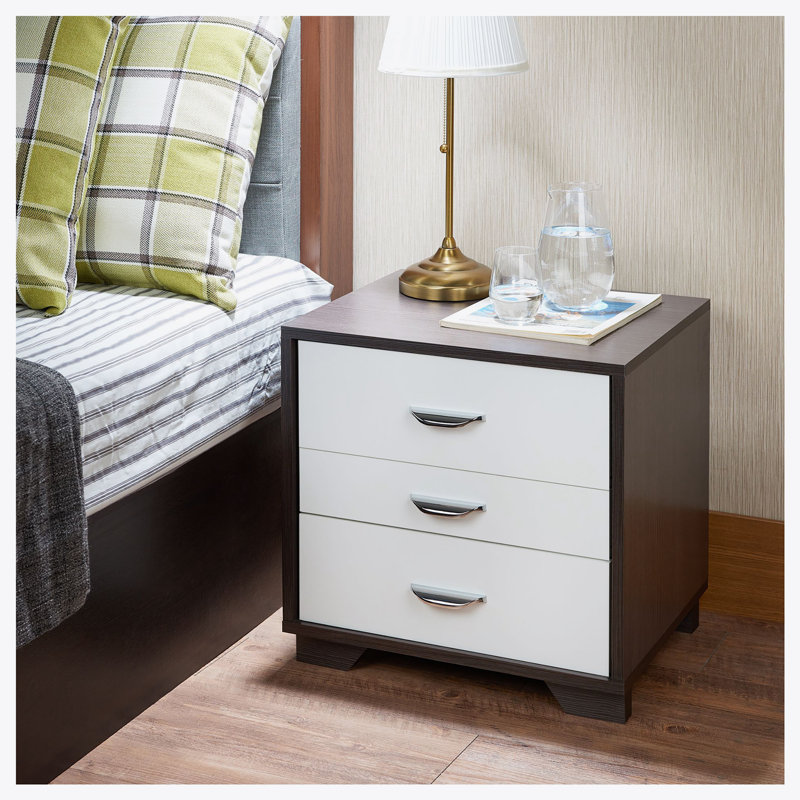 White and Black 3-drawer Rectangular Accent Table