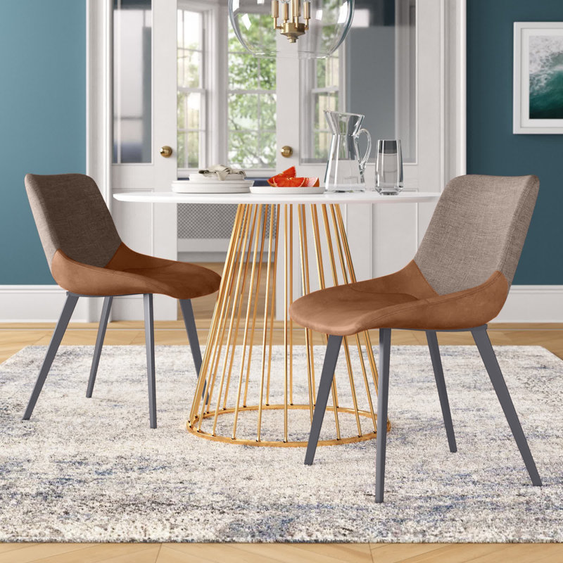 Castillon Two-Tone Upholstered Side Chairs, Espresso Faux Leather/Brown Fabric