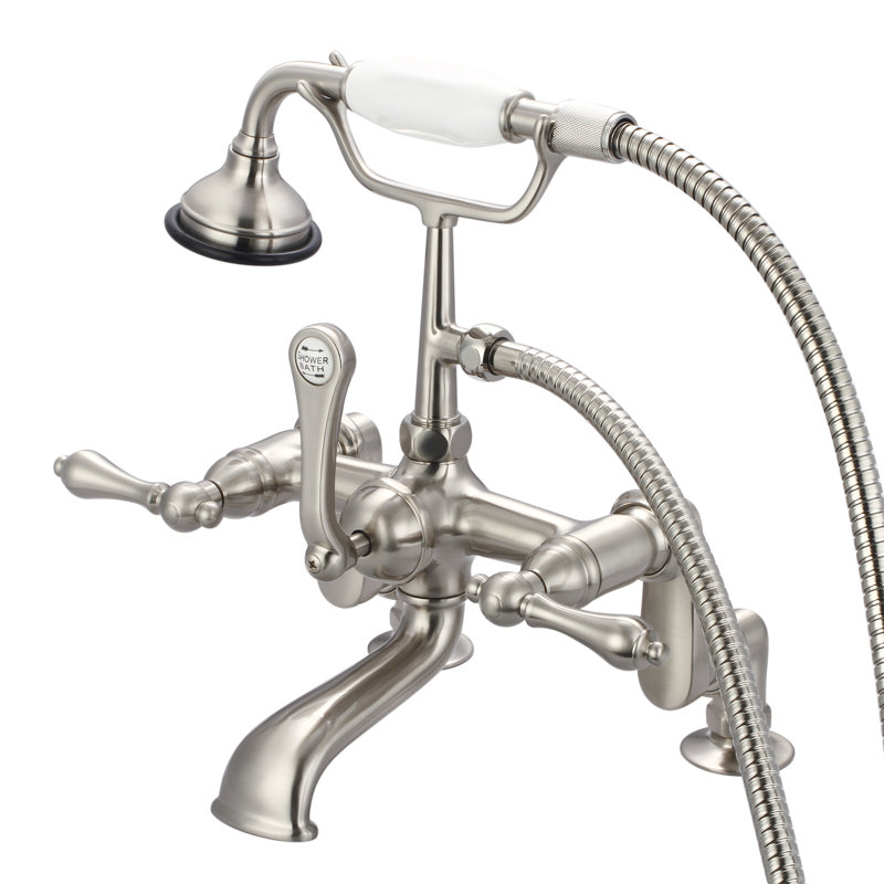 Stonington Deck Tub Filler, Lever Handles, Polished Nickel