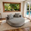 Canapé-lit modulaire rond capitonné surdimensionné rembourré avec 2 coussins, rembourré entièrement en mousse, sans assemblage requis-379423840