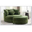 Modern Round Swivel Accent Chair with Storage Ottoman and Four Pillows for Cozy Living Room Relaxation