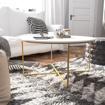 Modern Laminate Coffee Table with Crisscross Frame