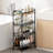 4-Tier Rolling Cart,Metal Utility Cart with Wooden Tabletop,Salon Trolley Cart,Storage Cart,Metal Cart,Printer Stand-112864688
