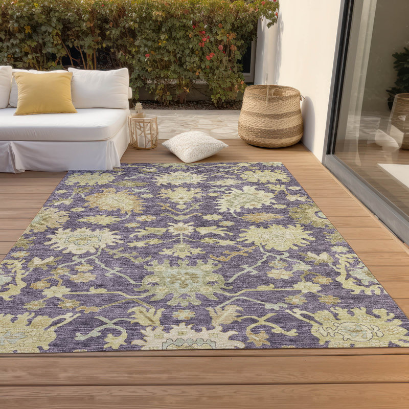 Machine Washable Indoor/Outdoor Cicel ACN1150 Eggplant, Rectangle 3' x 5'