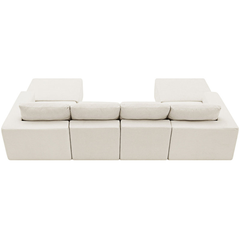 Canapé modulaire rembourré modulaire avec repose-pieds, Chenille beige