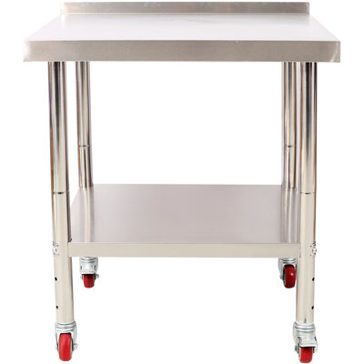 30 X 24 35-1/2 Inch Heavy Duty 440Lbs Load Stainless Steel Worktable With Backsplash, Adjustable Shelf And 4 For Garage Prepping Prep Table Capacity, Undershelf Restaurant Use