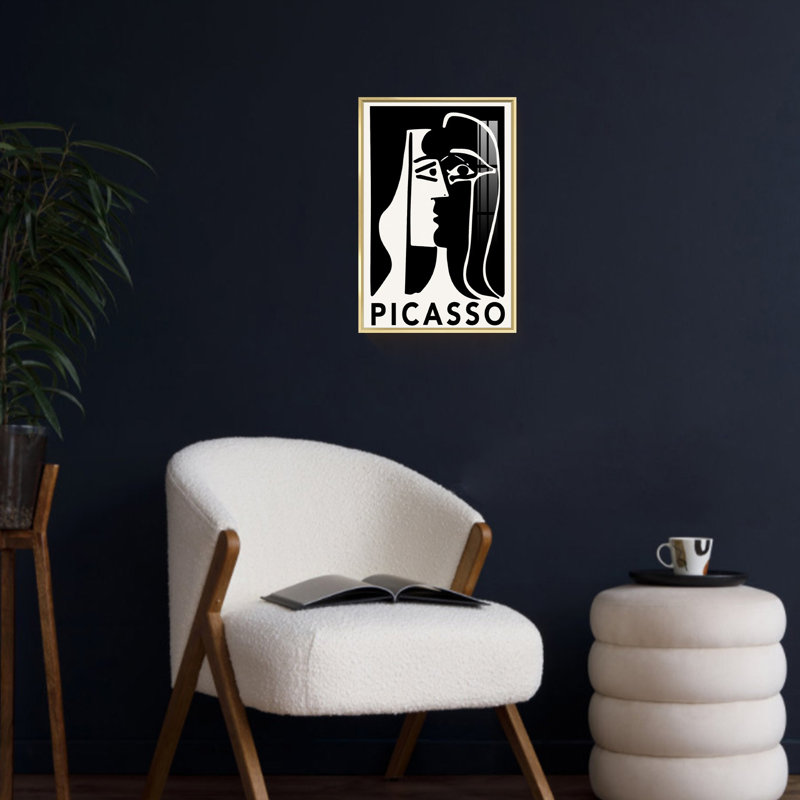 Art mural Picasso, reproduction de Pablo Picasso, femme noire et abstraite, H 16 po x l 12 po, Doré