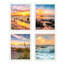 Encadrement pastel coucher de soleil nautique océan plage, ensemble de 4 impressions murales colorées de paysage encadrées sur papier, impression de 4 pièces-93012200-93012197