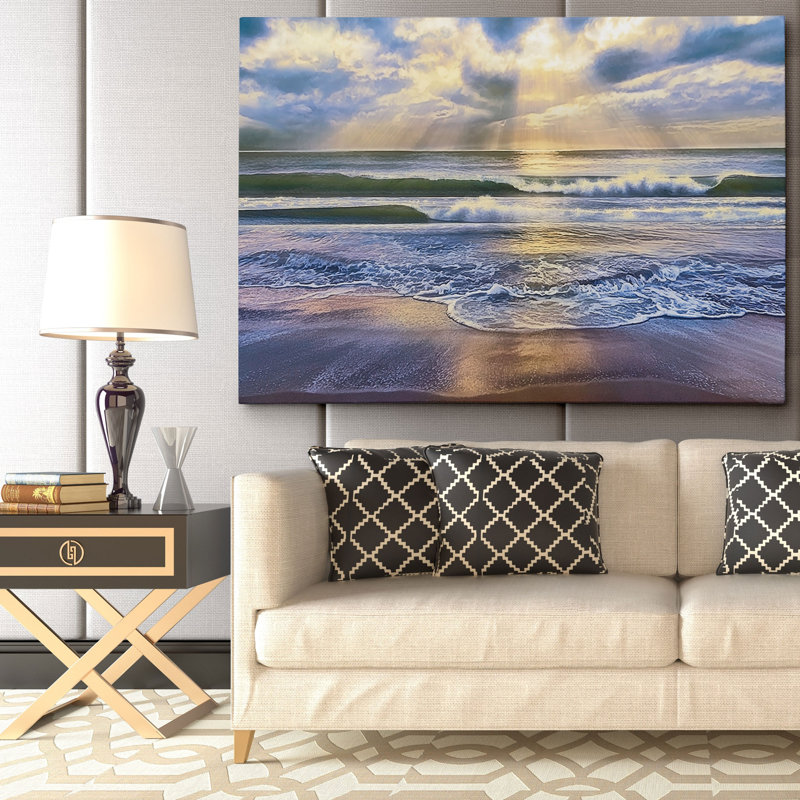 « calmeing sea » par mike calascibetta, reproduction de photo sur toile tendue encadrée, H 18 po x l 27 po x P 1,5 po