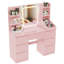 LED Dressing table 7 Drawers and 7 Storage Shelves Dressing Table With Mirror Large Desktop Makeup Desk-1065624988