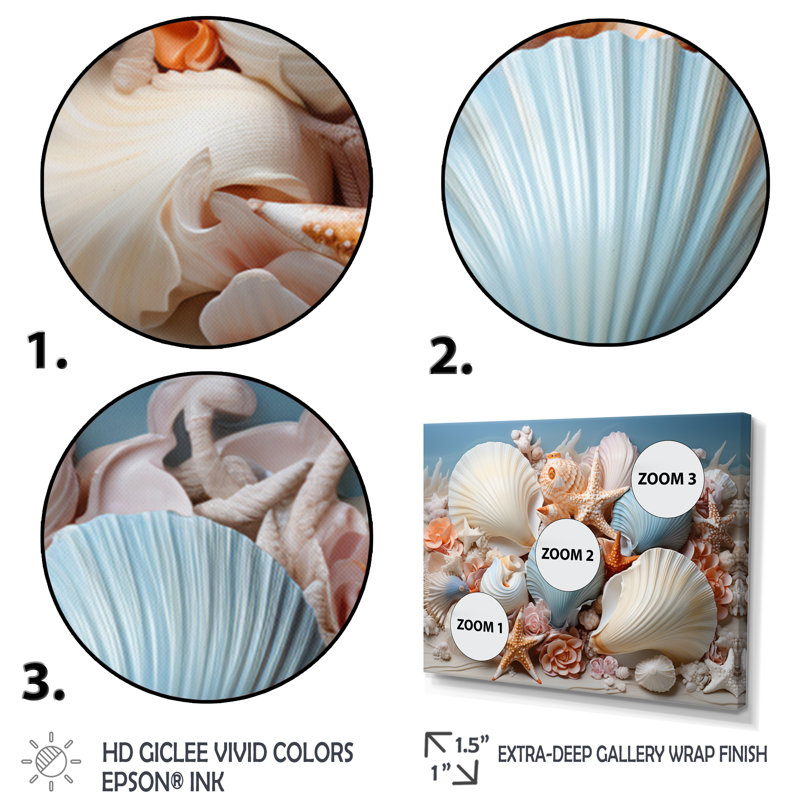 «Beach Photo Seashell Beauty IV», reproduction d'art sur toile, H 24 po x l 32 po x P 1 po, Brun