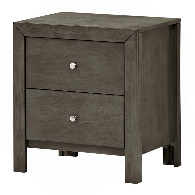 Table de chevet transitionnelle élégante avec 2 tiroirs pratiques, Gris