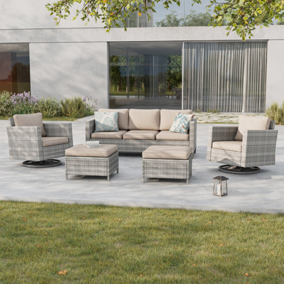 Harloe 5 - Person Outdoor Swivel Rocking Chair Seating Group with Cushions by Red Barrel Studio