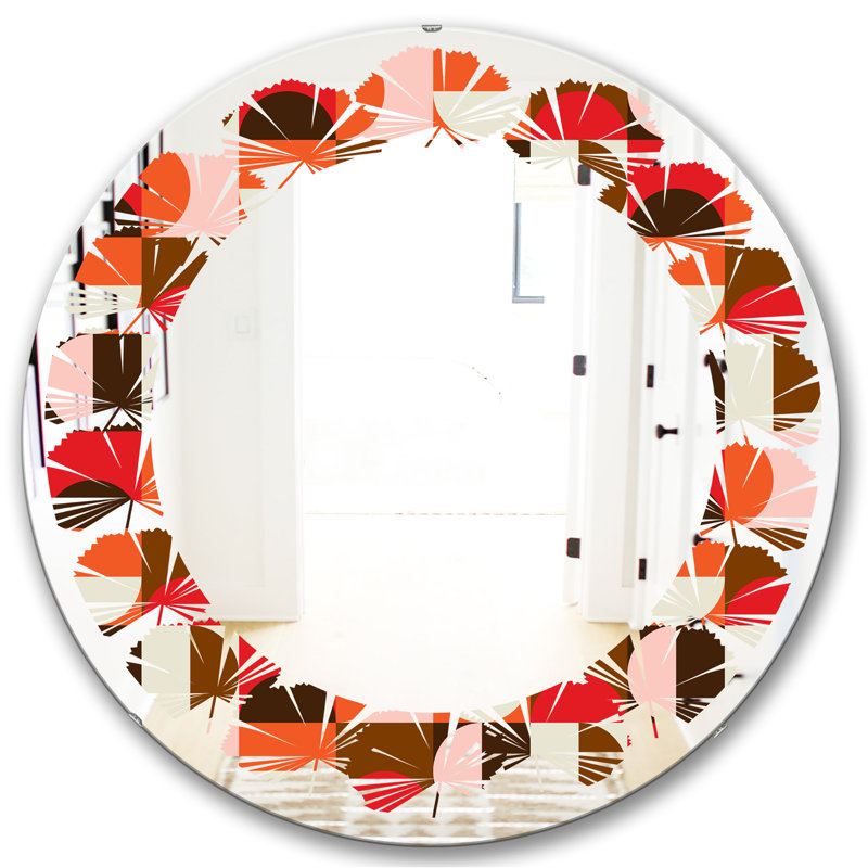 Miroir mural sans cadre de style géométrique ii feuilles, H 23,6 po x l 23,6 po