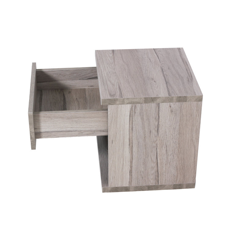 Sibley 40cm W Manufactured Wood Bedside Table, Distressed Oak