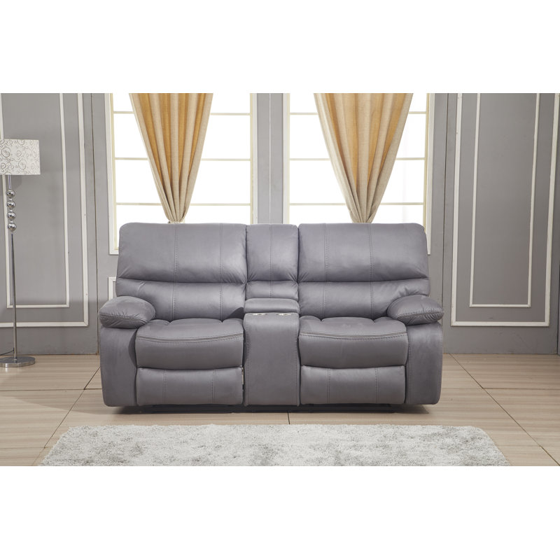 Fleuridor Upholstered 78'' Reclining Loveseat, Gray 