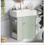 Meuble-lavabo flottant moderne de 21,6 po avec lavabo en céramique - parfait pour les petites salles de bain, rangement à gauche-110758914