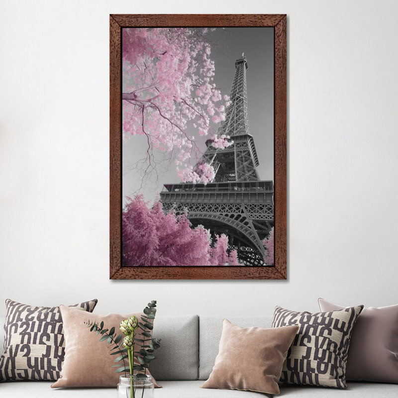 Paris Eiffel Tower XIII by David Clapp - Print on Canvas, 66.04 cm H x 45.72 cm W, Brown Framed