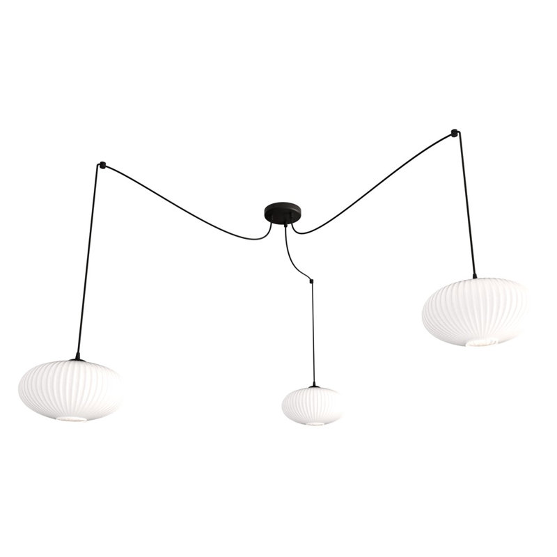 Atiksh 3 - Light Pendant, Matte Black/Opal