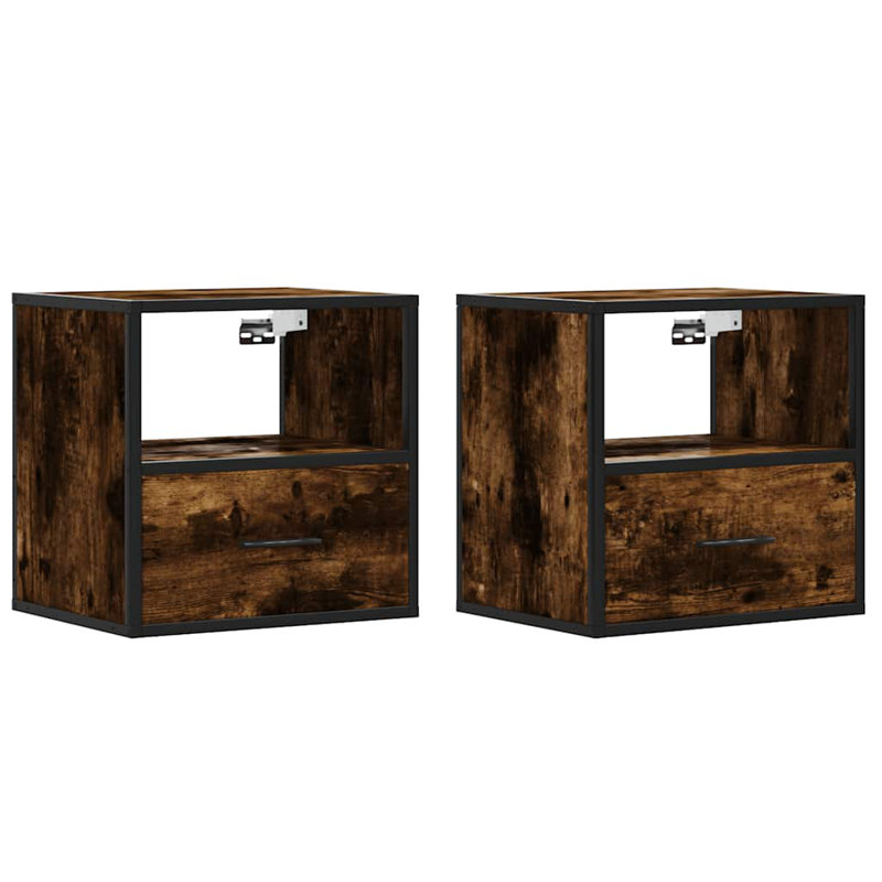 40 cm W Bedside Table, Smoked Oak