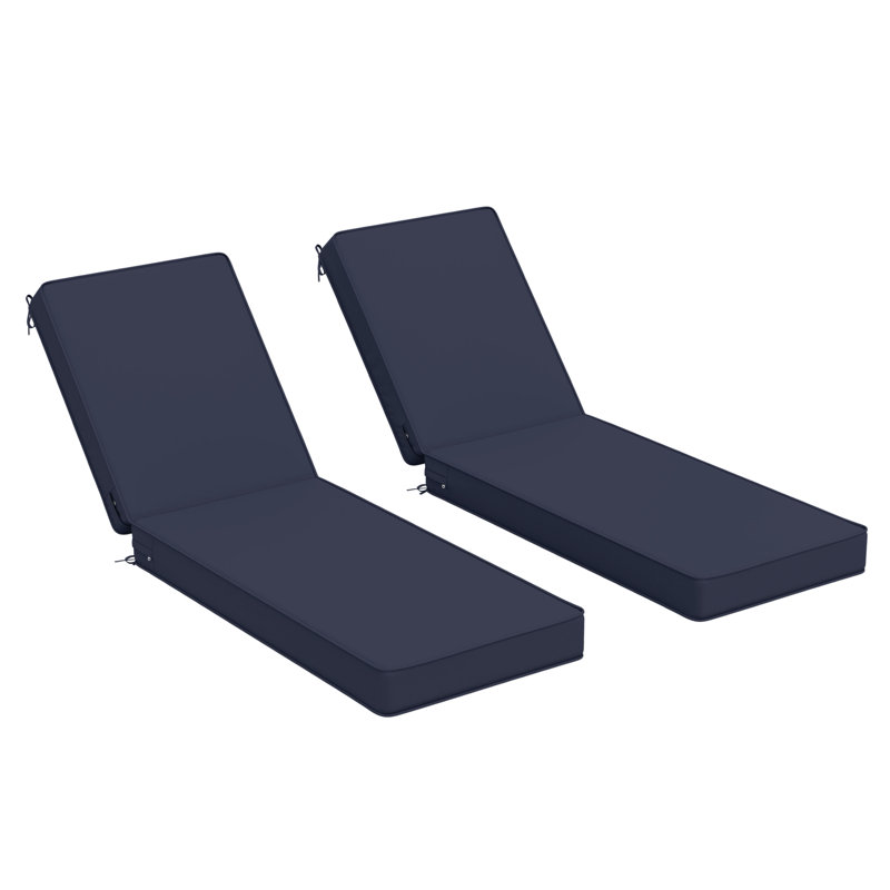 Coussin de chaise longue d'extérieur Wynee, L 25,8 po x P 79,75 po, Marine