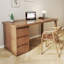 Bureau rectangulaire en bois massif à 3 tiroirs Chestnut-109264365-109264368