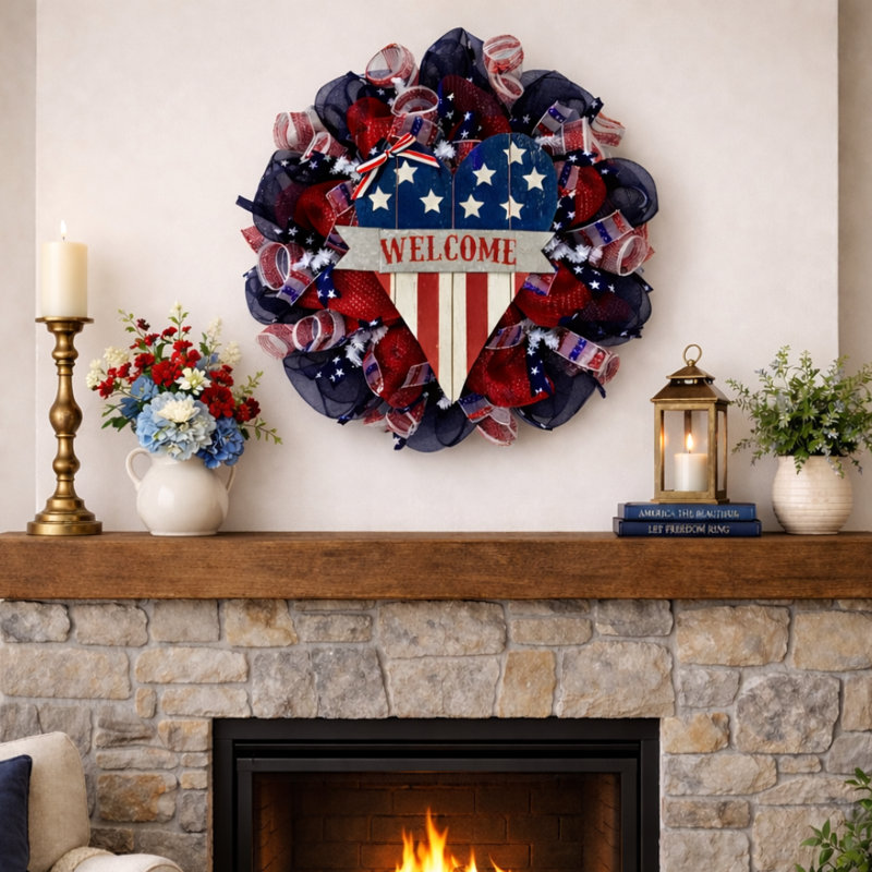 Patriotic Heart Welcome Wreath