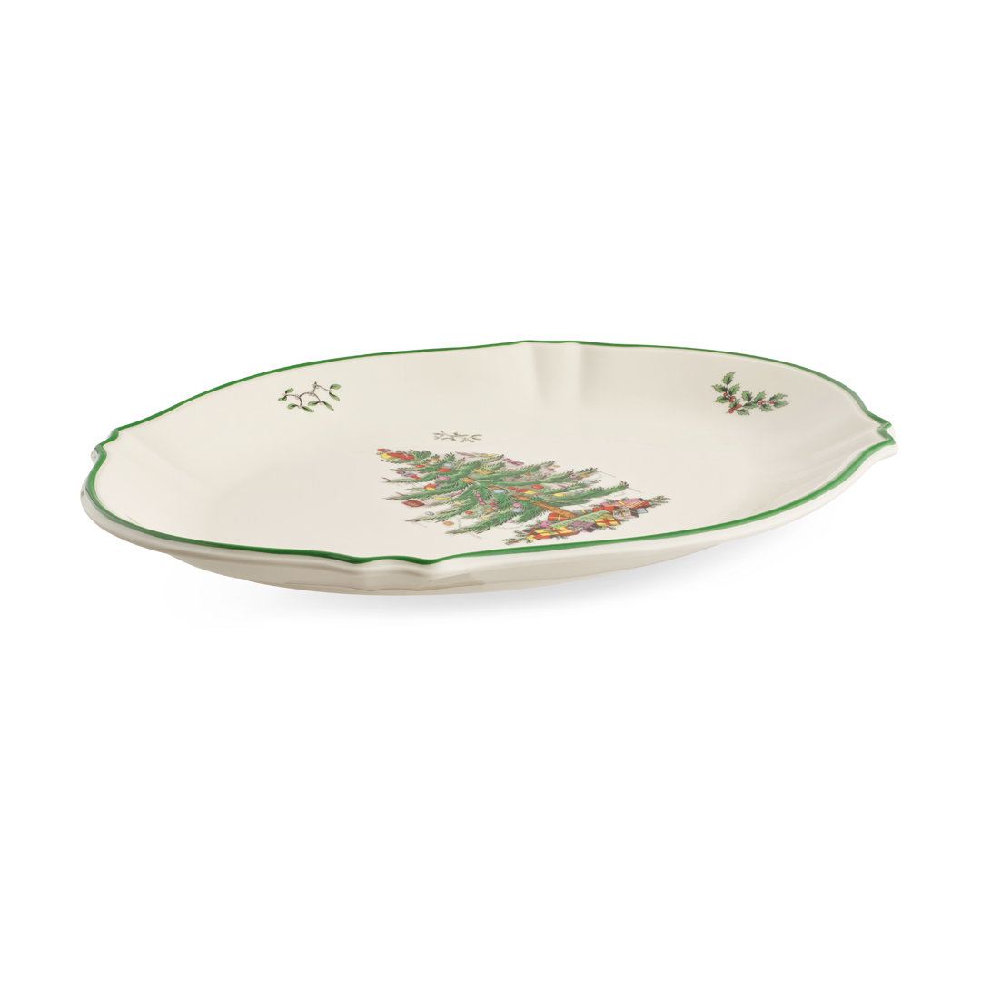 Spode Christmas Tree Oval Platter 17" W/Out Handles Spode