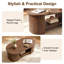 Table basse ovale cannelée à 2 niveaux avec tablette de rangement ouverte Mid-Century-60854645-61025760
