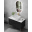 Meuble-lavabo en bois d'hévéa de style luxueux avec comptoir en marbre pour salle de bain-129417254