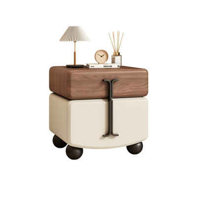Refineroost 19.69"Modern Minimalist Solid Wood Rotating Bedside Table