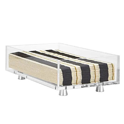Modern Clear Acrylic Guest Towel Holder with Silver Metal Feet