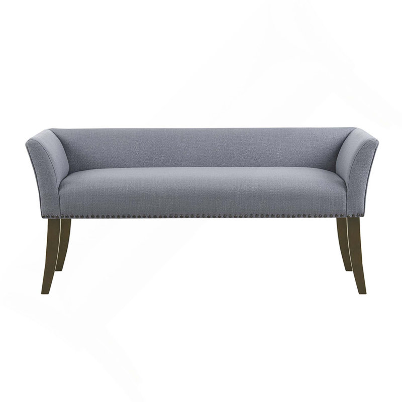 Banc rembourré avec dossier et accoudoirs, Bleu ardoise