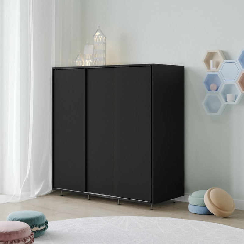 Solid Wood Wardrobe, Black