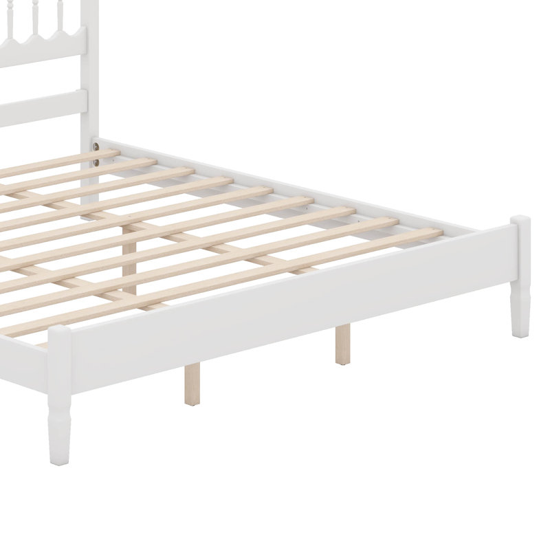 Lit plateforme Wood, Blanc, Très grand lit