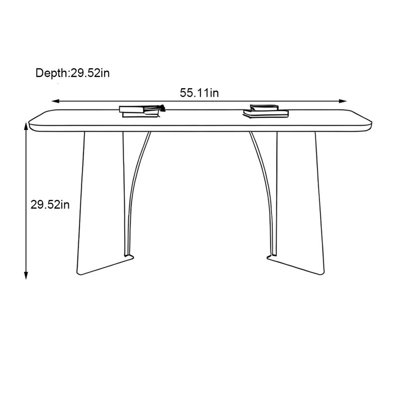 Modern rectangular solid wood dining table, 29.52" H x 55.11" L x 29.52" W